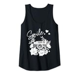 Womens Photographer Smile Vintage Camera Flowers Photography Tank Top