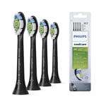 Black W2 DiamondClean Replacement Toothbrush Heads for Philips Sonicare 4-pack