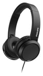Philips Audio On-Ear Headphones H4105BK/00 with Microphone (In-Line Remote Control, Flat Folding, Angled Jack, Padded Headband, Noise Isolating) Black – 2020/2021 Model