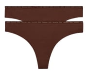 Calvin Klein CK One Plus Size Cotton Thong Knickers 2 Pack Brown 2XL