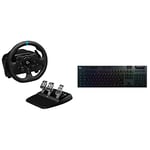 Logitech G923 Racing Wheel and Pedals, Black & 15 LIGHTSPEED Wireless Mechanical Gaming Keyboard with low profile GL-Tactile key switches, LIGHTSYNC RGB, Ultra thin design, Black