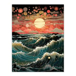 The Great Wave Off Wonder Abstract Seascape Storm On Pink Moonlit Bubble Sky Unframed Wall Art Print Poster Home Decor Premium