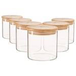 Scandi Glass Storage Jars with Wooden Lids 550ml Pack of 6