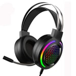 Gaming Headset, 3.5mm Wired Over-Head Noise Canceling Headphone with RGB Chroma Backlit, Stereo Surround Sound,360°Rotation Microphone with Volume Control for PS4/ Xbox One/Mac/PC(Black)
