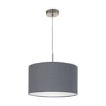 Pendant Light Colour Satin Nickel Steel Shade Grey Fabric Bulb E27 1x60W