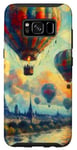 Coque pour Galaxy S8 Ballons à air chaud de style impressionniste planant à travers les nuages.