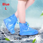 1pair Shoes Cover Overshoes Rain Boots Blue L