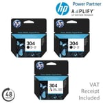 HP 304 2x Black & 1x Colour Original Ink Cartridges For HP Envy 5032 Printers