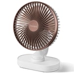 OCOOPA Desk Fan, Auto Oscillating 6.5 Inch Quiet Battery Fan, 4 Speeds Strong Table top Silent Cooling, 4000 mAh Usb Rechargeable Battery Operated for Home, Bed, Office, Brown