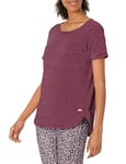 Amazon Essentials Women's Studio Relaxed-Fit Lightweight Crew Neck T-Shirt (Available in Plus Size), Burgundy Stripes, S