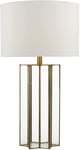 Dar Lighting Osuna Table Lamp Natural Brass Glass with Off White Shade