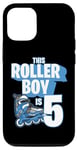 Coque pour iPhone 14 Rollerblading Patin à roulettes pour enfant 5 ans Bleu