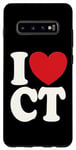 Coque pour Galaxy S10+ J'aime CT I Heart CT Initiales Hearts Art C.T