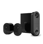 Arlo Pro3 Smart Home Security Camera CCTV system and Wireless Video Doorbell bundle, 2 Camera kit, black