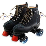 LRZ Classic Roller Skates for Women And Mens 4 Wheels Skating Roller Leather Double Row Skates for Indoor And Outdoor Unisex, Adult,40