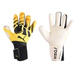 Puma Unisex's One Grip 1 Hybrid Pro Goalkeeper Gloves, Ultra Yellow Black White, 9.5