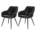 eSituro Dining Chairs Set of 2 Black Kitchen Chairs Soft Faux Leather Corner Chairs for Bedroom Living Room Reception Chairs Tub Chairs with Ergonomic Armrests and Backrest, SDC0341-2