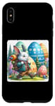 Coque pour iPhone XS Max Lapin Hikes Among Giant Easter Orbs Sac à dos aventurier