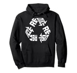 Reduce Reuse Recycle Words with Recycling Logo Icon Arrows Pullover Hoodie