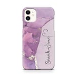Personalised Watercolour Marble Name with Heart Phone Case for Apple iPhone 12 Mini - 22. Purple - Vertical Name