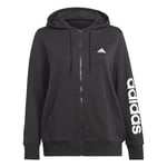 adidas Women Essentials Linear Full-Zip French Terry (Plus Size) Hooded Track Top, XXL Plus size Black/White