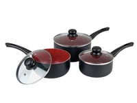 Russell hobbs Hobbs Red Stone Aluminium 3 Piece Pan Set - Black