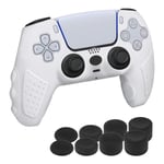 DLseego PS5 Cover Skin Case Compatible with Sony Playstation 5, Newest Version Thicken Grip Silicone Skin Case Anti-Slip Cover with 8 Thumb Grips-White