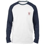 Transformers Autobots Embroidered Unisex Long Sleeved Raglan T-Shirt - White/Navy - S