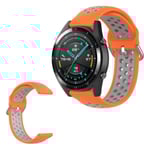 Samsung Galaxy Watch (46mm) / Gear S3 / Huawei Watch GT 2e / GT / GT 2 42mm / 46mm tvåfärgad silikon klockarmband - orange / grå Orange