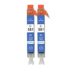 2 Photo Blue Ink Cartridges to replace Canon CLI-581PB (581XLPB) Compatible