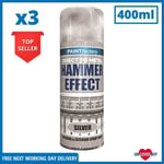 3x Hammer Effect Silver Spray Paint Direct to Metal Auto Interior Exterior 400ml