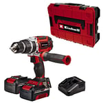 Einhell Power X-Change 60Nm Cordless Drill Driver With 2 Batteries And Charger - 18V Brushless 3-in-1 Combi Drill, Hammer Drill And Screwdriver - TP-CD 18/60 Li-i Battery Impact Drill Set