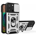 SKALO iPhone 15 Pro Armor Hybrid Metallring Kameraslider - Silve Silver