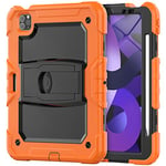 JSY Étui de Protection résistant aux Chocs pour iPad Pro 11" (1-4 génération) / iPad Air 10,9" (4-5 génération) avec Porte-Stylo et Fonction Support intégrés Noir/Orange