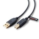rhinocables USB 2.0 High Speed Printer Lead with Gold Connectors — A-Male to B-Male Cable — 50cm (0.5m) Length (Black)