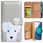 BCOV Galaxy S20 FE 5G Wallet Case, Pretty White Dog Multifunction Leather Phone Case Flip Cover with Multi Card Slots Pocket Wrist Strap For Samsung Galaxy S20 FE 5G / S20 Fan Edition