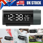 Digital Alarm Clock LED Electronic Projector Time Projection Bedroom Bedside