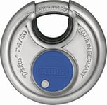 ABUS Diskus padlock 24IB/60 made of stainless steel - with 360° all-round protection - for securing in extreme weather conditions - 05633 - ABUS security level 7 - silver/blue