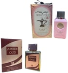 2 x Women's Perfume Dirham Pink, Amber OUD 100ml EDP for her Ladies Fragrance