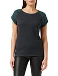 Urban Classics Women's Ladies Contrast Raglan Tee T-Shirt, Multicolour (Charcoal/Bottle Green 02251), Small