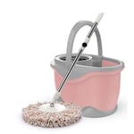 Durable Mop Buckets Stainless Steel Mop Bucket Set Dry And Wet Mop Mop Bucket Home Office Cleaning Tool Mop Multicolor Optional Spin Mop (Color : Pink)