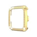 GuosB For Fitbit versa/versa lite PC Double-Row Diamond-Encrusted Protective Shell (Black) (Color : Gold)