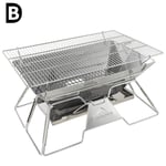 Tabletop Outdoor Stainless Steel Smoker BBQ, Large Portable BBQ Grill Charcoal Stainless Steel Foldable Barbecue Tool Kits Picnic Garden Party Two Levels of Height Adjustment