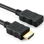 HDMI Extension Cable Lead Male to Female High Speed 4K UHD 3D TV 1 Meter