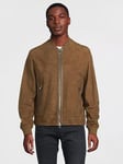 BOSS Malbano3 Leather Jacket, Brown, Size 46=Uk36, Men
