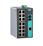MOXA Industrial Unmanaged Ethernet Switch with 14 10/100BaseT(X) Ports, 2 Single Mode 100BaseFX Ports, Connector, -40 to 75°C