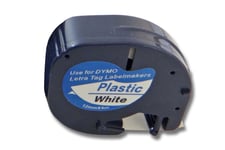 vhbw Ruban plastique compatible avec Dymo LetraTag Plus LT-100H, LT-100T, XM, 2000 imprimante d'étiquettes 12mm Noir sur Blanc