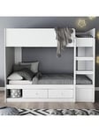 Very Home Peyton Bunk Bed Frame with Drawers and Mattress Options (Buy and SAVE!) - Bed Frame Only, White, Size Single 3Ft