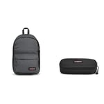 EASTPAK BACK TO WORK Backpack, 27 L - Black Denim (Grey) OVAL SINGLE Pencil Case, 5 x 22 x 9 cm - Black (Black)