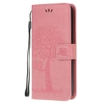 Draamvol Nokia 2.4 Case Phone Cover for Nokia 2.4 Flip Wallet, Protective Embossed Owl Tree PU Leather Built-in Kickstand Magetic Clasp Notebook,Pink